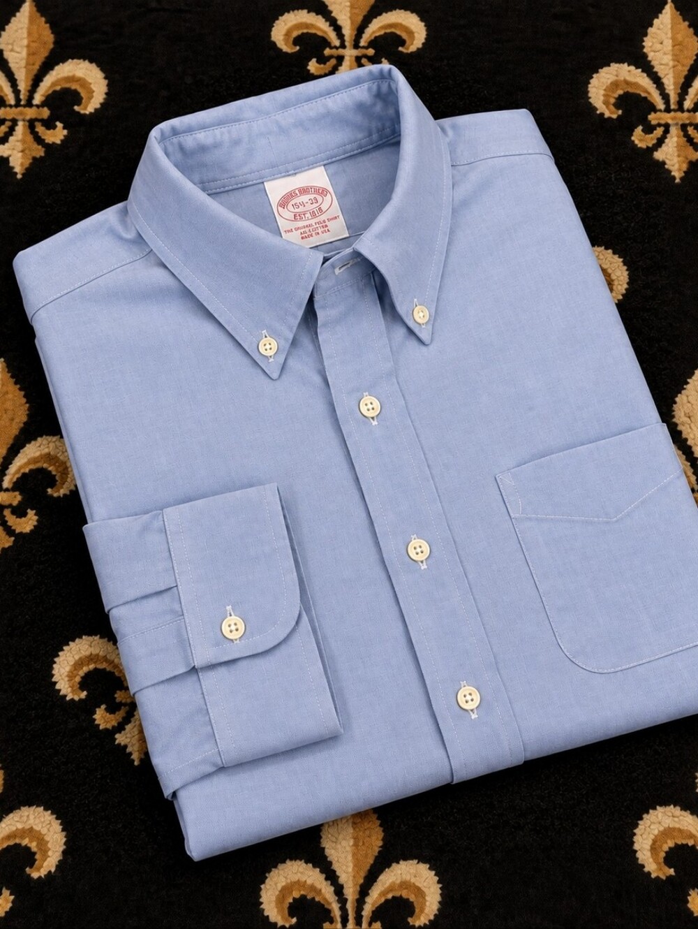 VTG Brooks Brothers OCBD Oxford Shirt Mens 15.5 33 Blue Made USA Supima Cotton